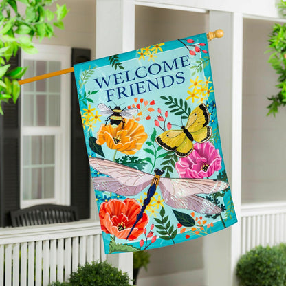 Greenhouse Garden Welcome Friends Applique House Flag | Plow & Hearth