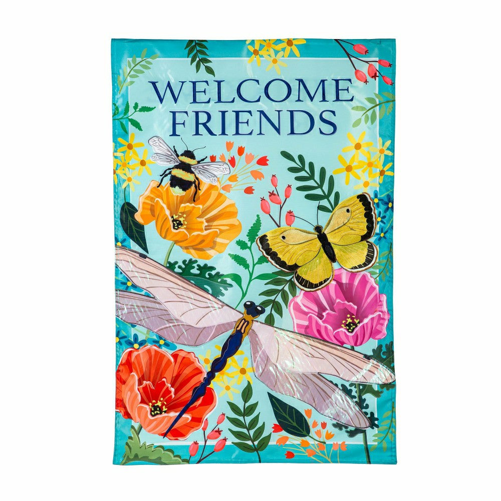 Greenhouse Garden Welcome Friends Applique House Flag | Plow & Hearth