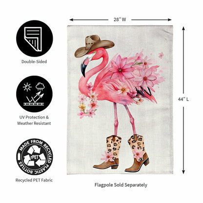 Western Flamingo Burlap House Flag | Plow & Hearth
