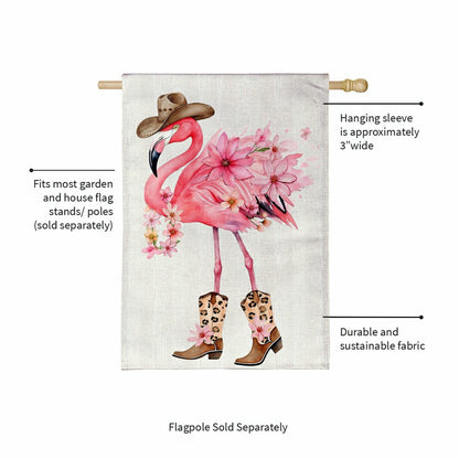 Western Flamingo Burlap House Flag | Plow & Hearth