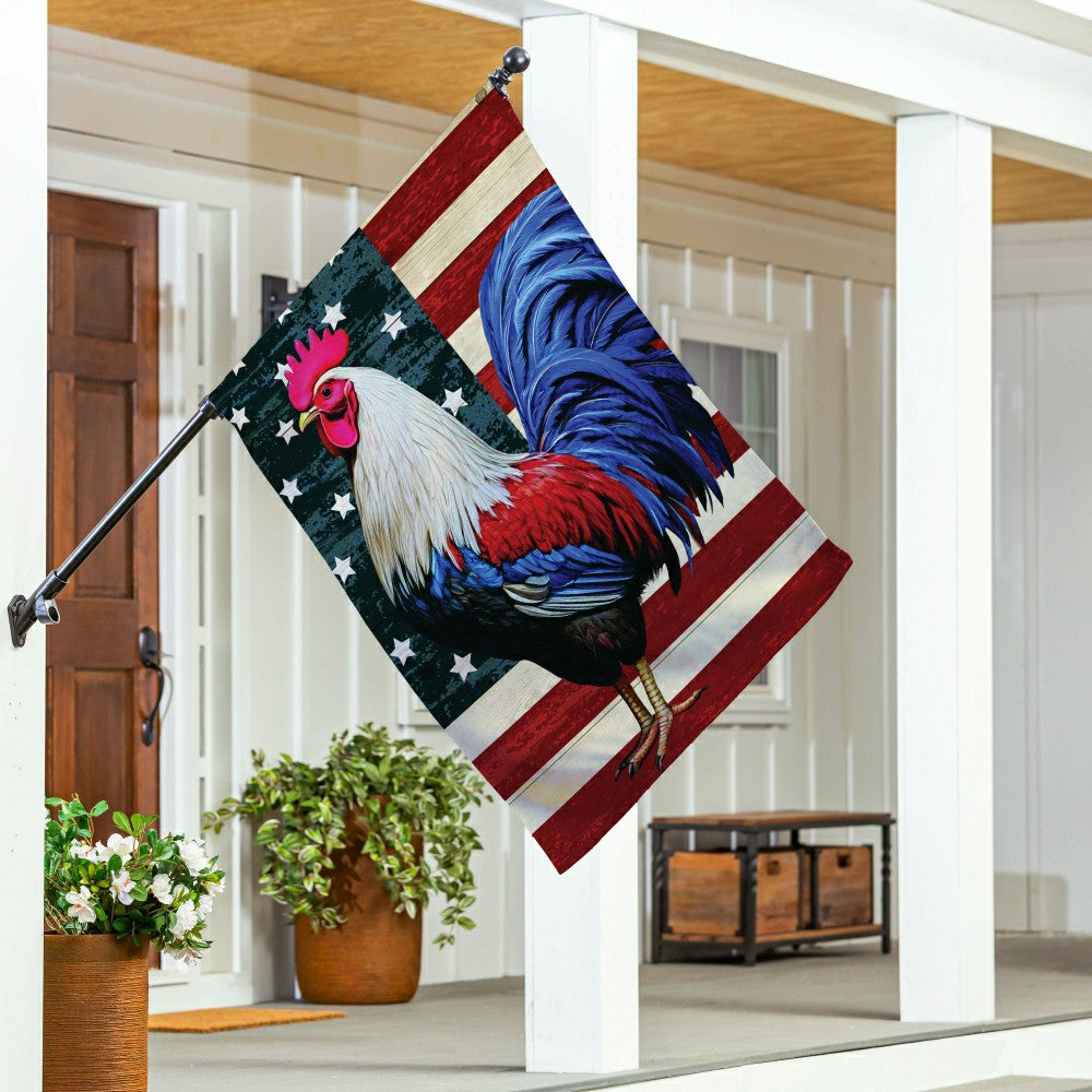 All American Rooster Suede House Flag | Plow & Hearth