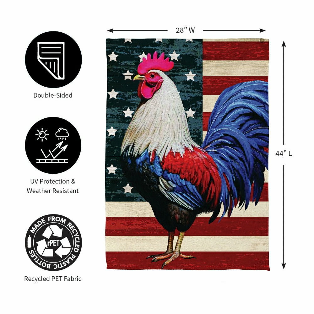 All American Rooster Suede House Flag | Plow & Hearth