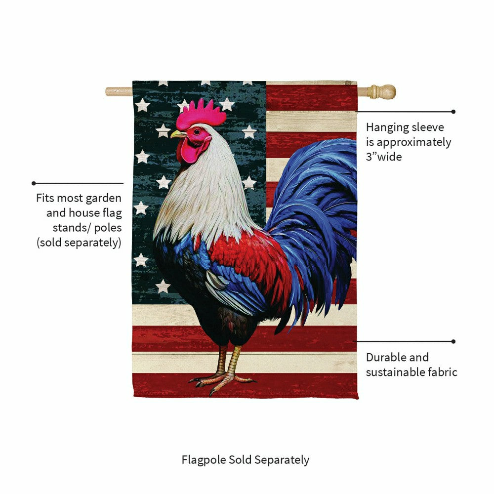 All American Rooster Suede House Flag | Plow & Hearth