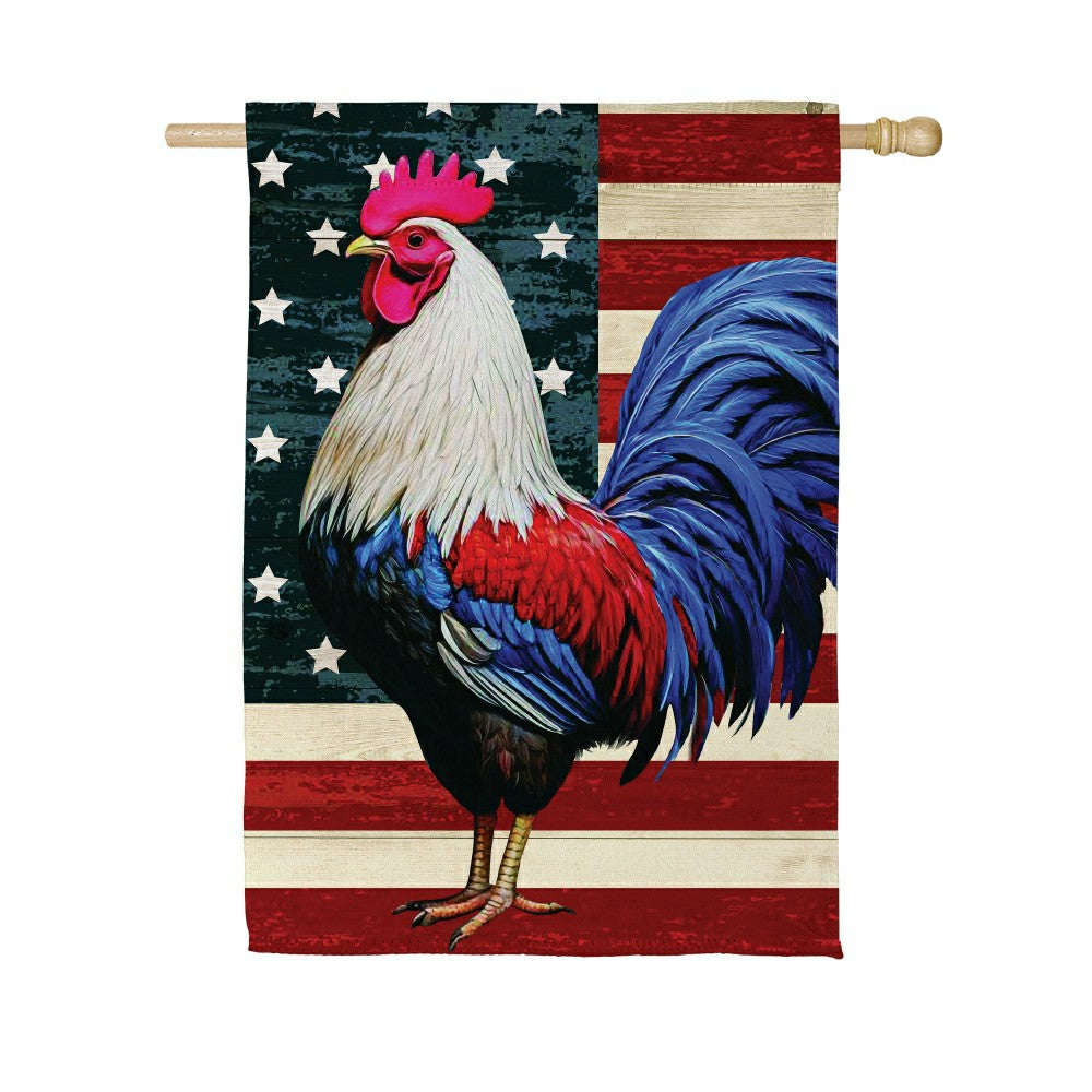 All American Rooster Suede House Flag | Plow & Hearth