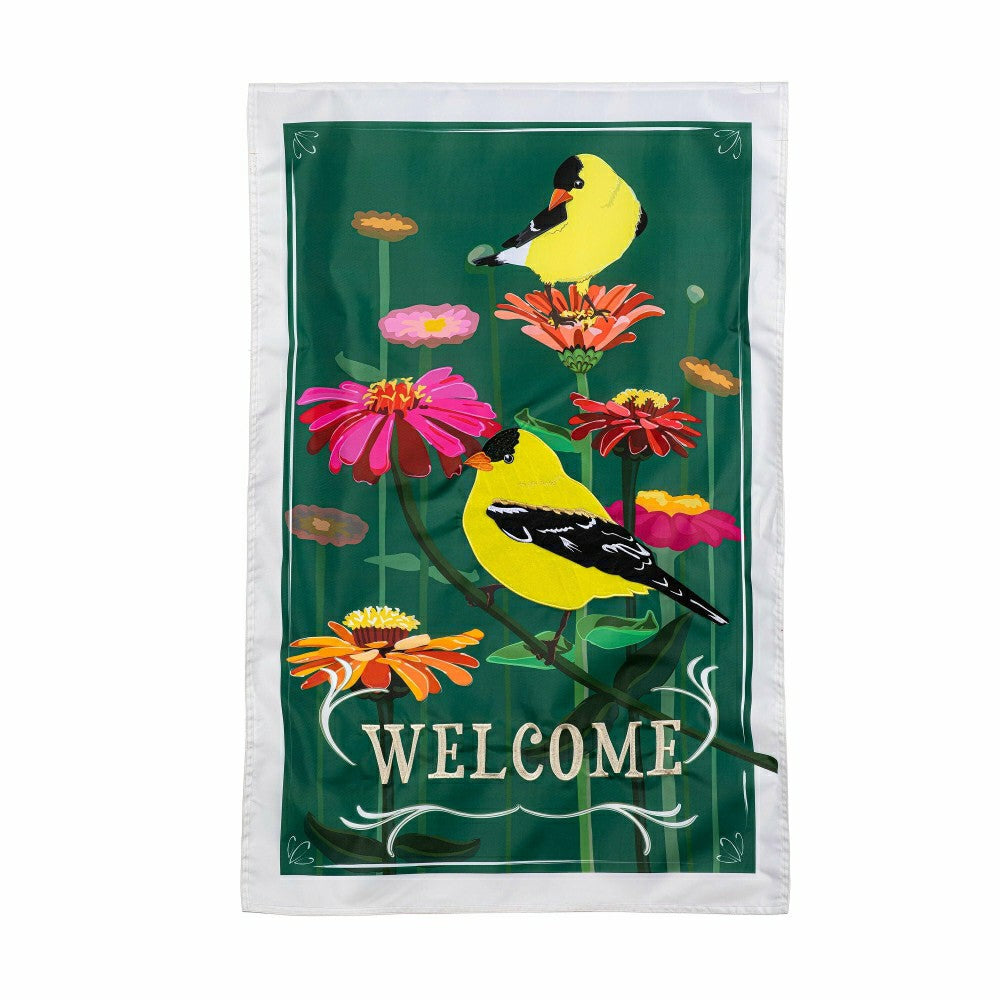 Finches and Flowers Applique House Flag | Plow & Hearth