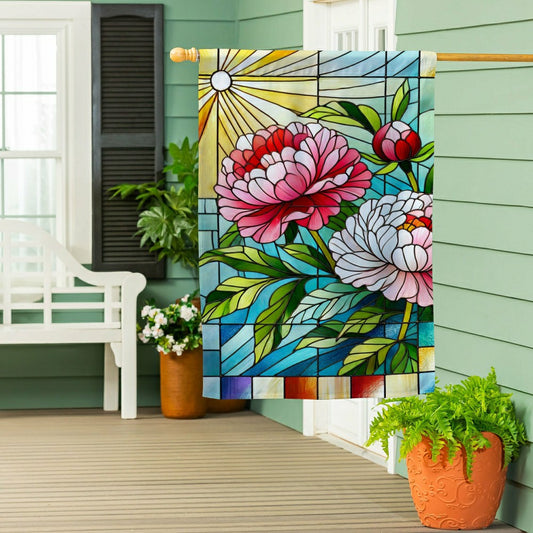 Floral Stained Glass Suede House Flag | Plow & Hearth