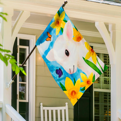 Lamb in Daffodil Field Applique House Flag | Plow & Hearth
