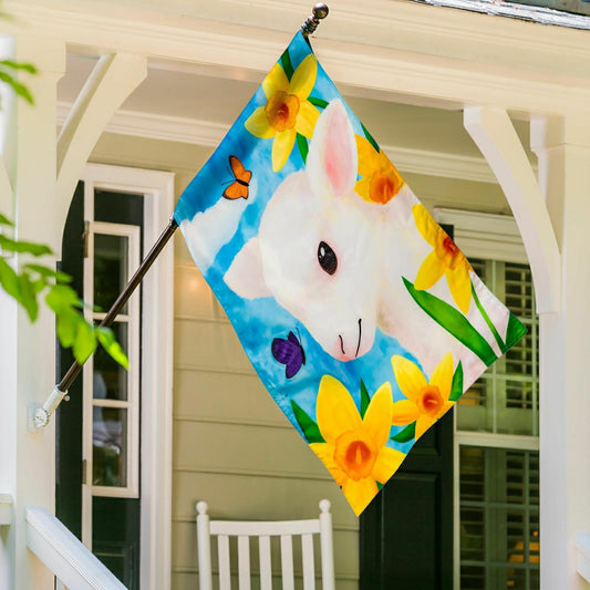 Lamb in Daffodil Field Applique House Flag | Plow & Hearth