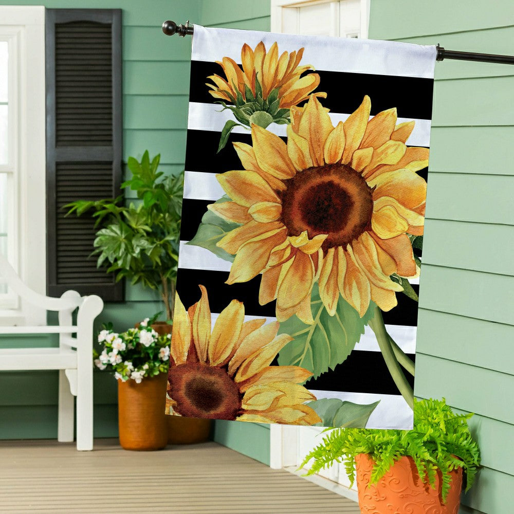 Striped Sunflowers Burlap House Flag | Plow & Hearth
