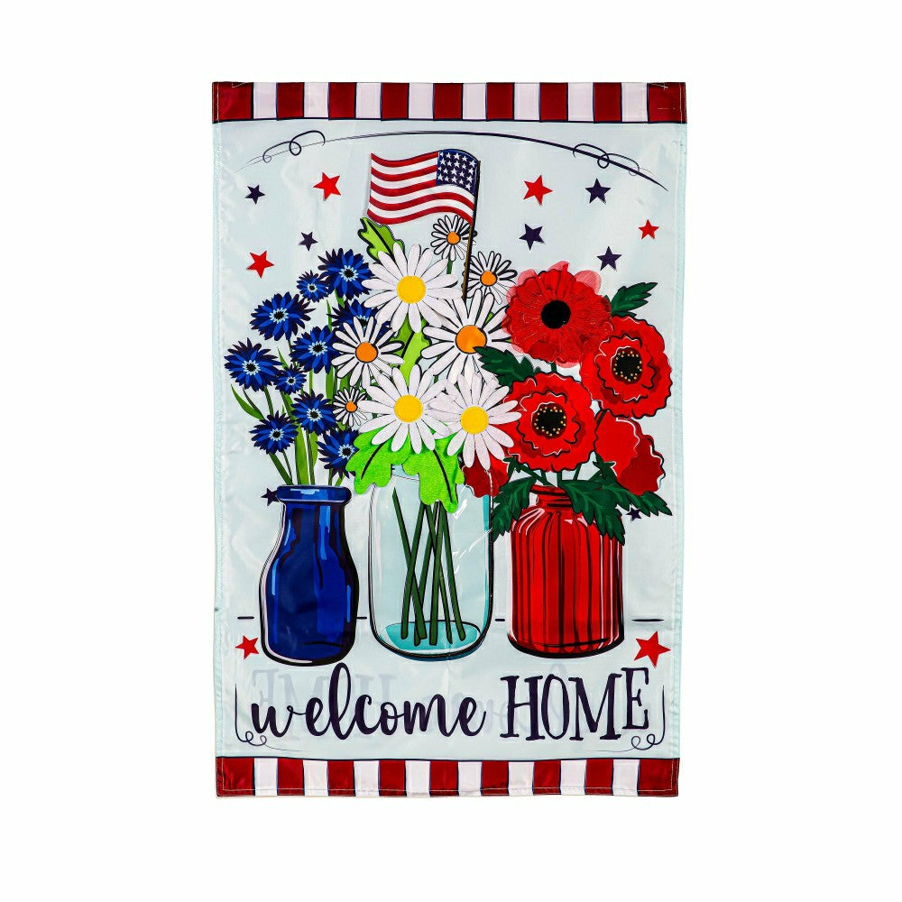 Patriotic Floral Applique House Flag | Plow & Hearth