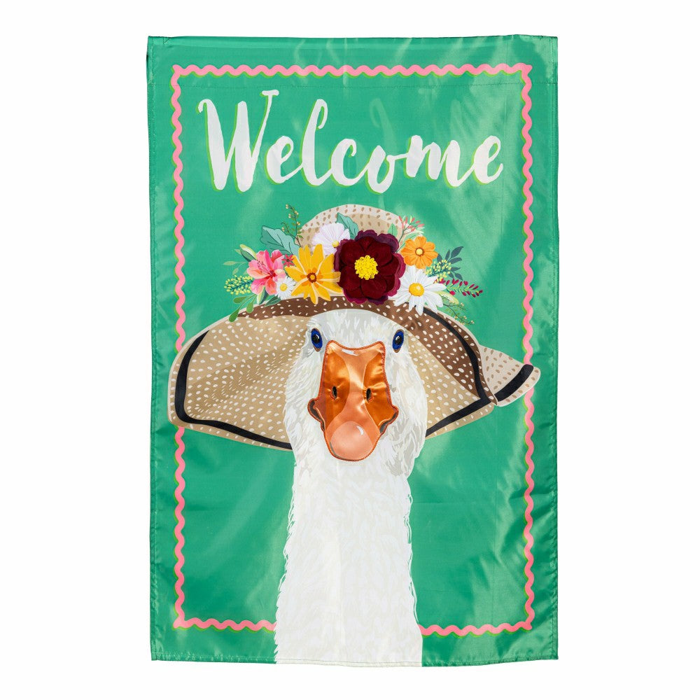 Flowery Goose Applique House Flag | Plow & Hearth