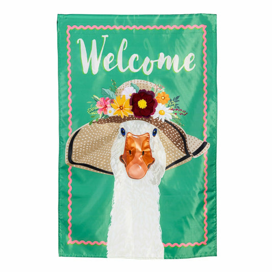 Flowery Goose Applique House Flag | Plow & Hearth
