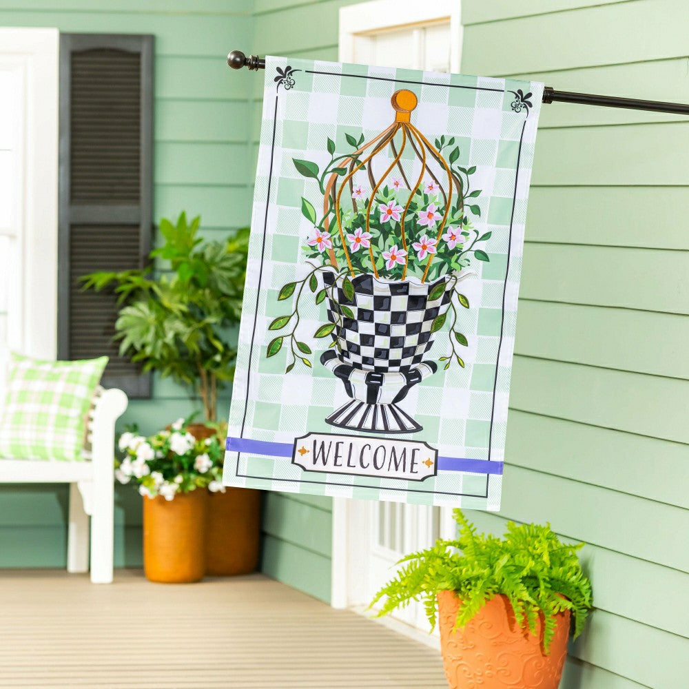 Spring Topiary Applique House Flag | Plow & Hearth