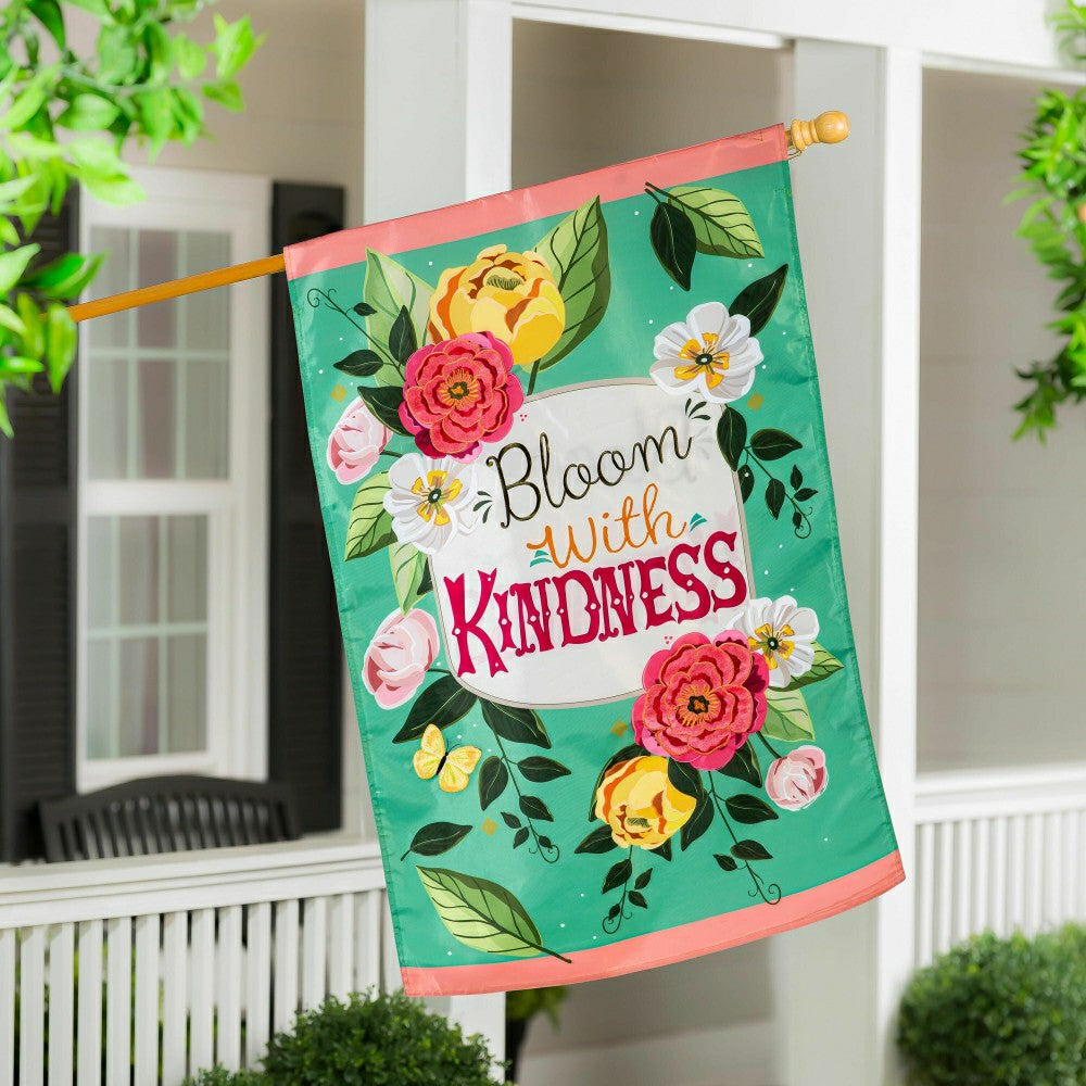 Bloom with Kindness Applique House Flag | Plow & Hearth