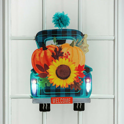 Fall Plaid Truck Lighted Window Décor | Plow & Hearth