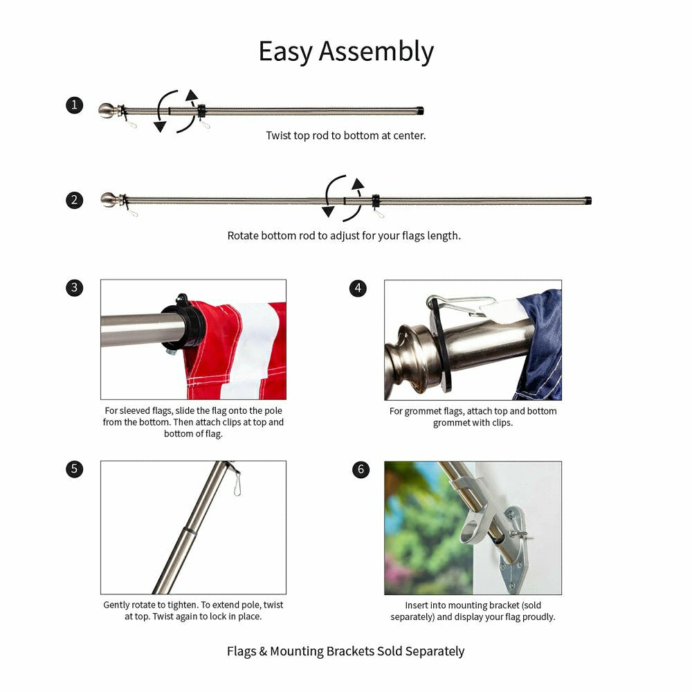 Extendable Metal House Flag Pole | Plow & Hearth