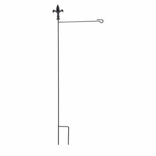 Metal Garden Flag Stand with Fleur de Lis Finial | Plow & Hearth