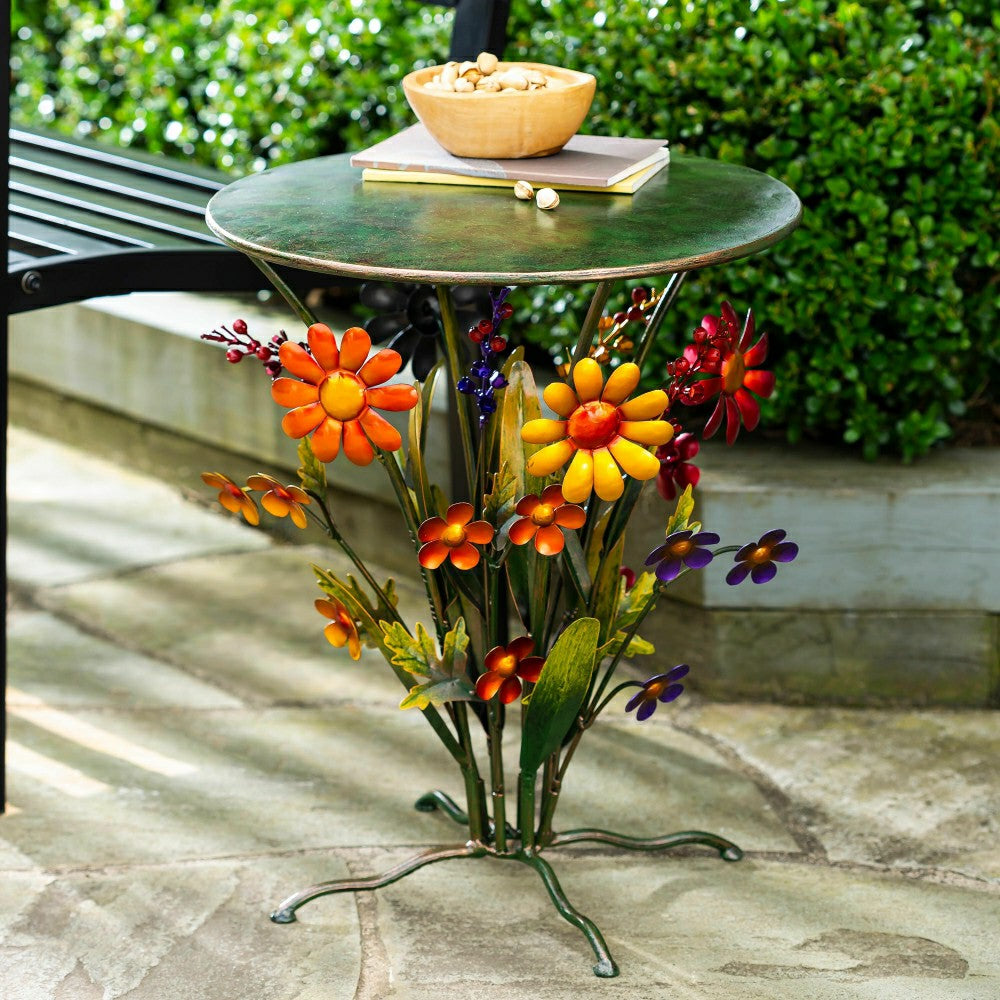Handcrafted Metal Daisy Side Table | Plow & Hearth