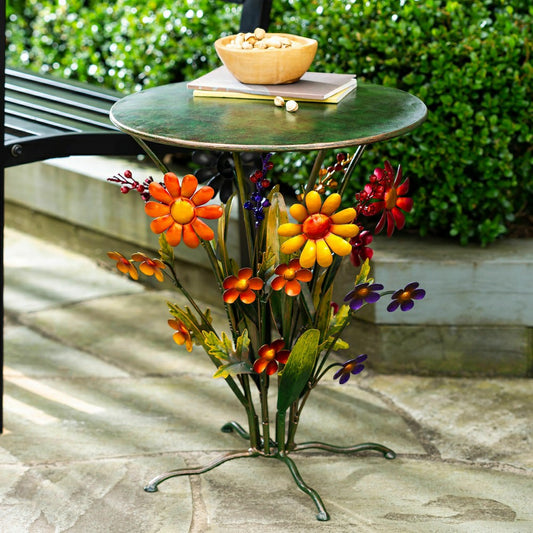 Handcrafted Metal Daisy Side Table | Plow & Hearth