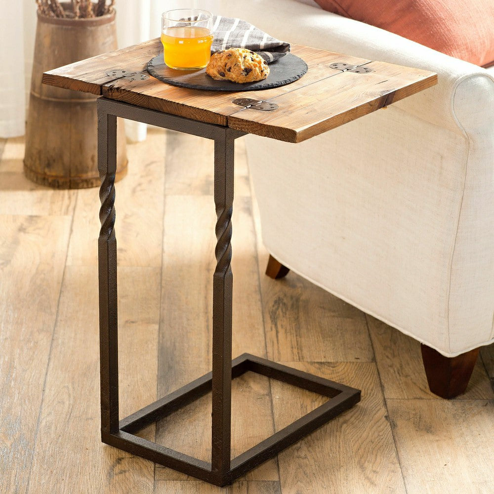 Deep Creek Pull-Up Table in Rustic Wood & Metal | Plow & Hearth