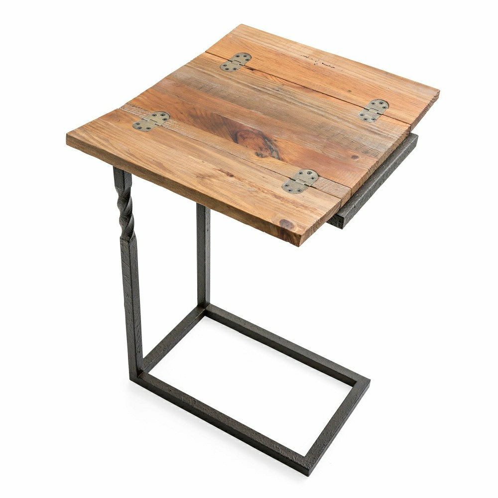 Deep Creek Pull-Up Table in Rustic Wood & Metal | Plow & Hearth