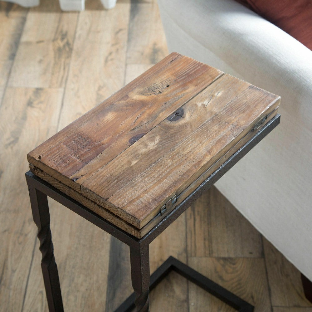 Deep Creek Pull-Up Table in Rustic Wood & Metal | Plow & Hearth