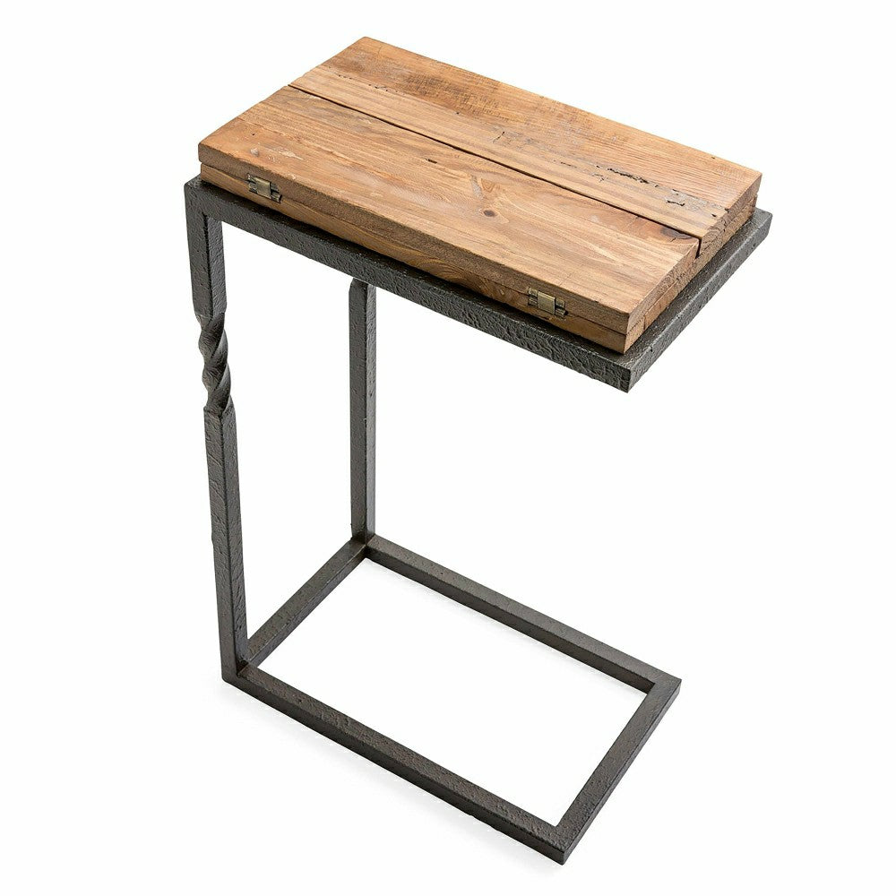 Deep Creek Pull-Up Table in Rustic Wood & Metal | Plow & Hearth