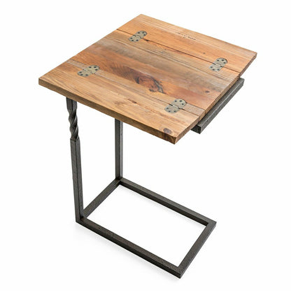 Deep Creek Pull-Up Table in Rustic Wood & Metal | Plow & Hearth
