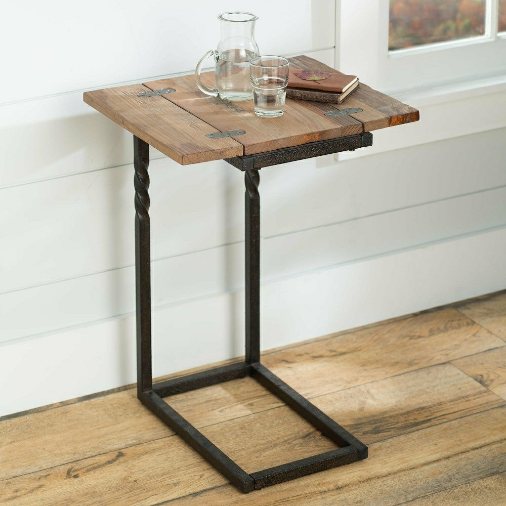 Deep Creek Pull-Up Table in Rustic Wood & Metal | Plow & Hearth