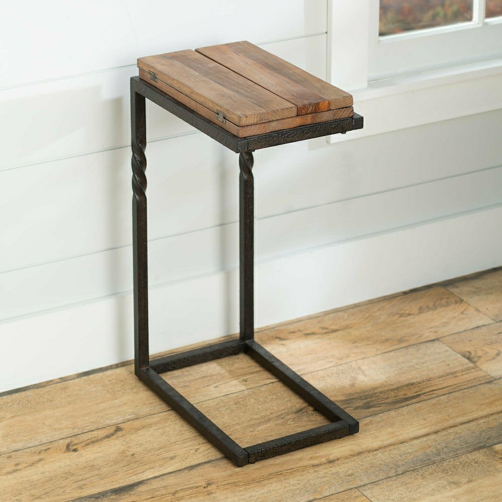 Deep Creek Pull-Up Table in Rustic Wood & Metal | Plow & Hearth