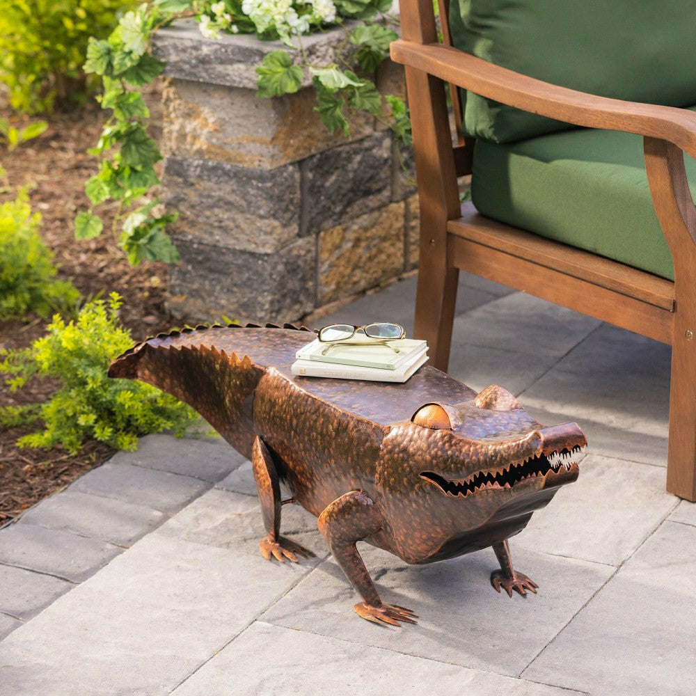 Handmade Painted Metal Alligator Side Table | Plow & Hearth