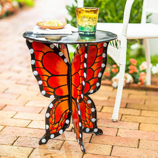 Handcrafted Metal Monarch Butterfly Side Table | Plow & Hearth