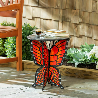 Handcrafted Metal Monarch Butterfly Side Table | Plow & Hearth