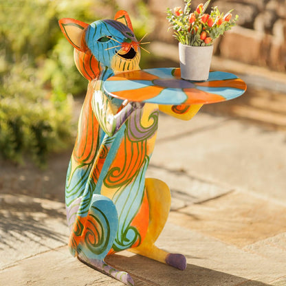 Colorful Metal Cat Side Table | Plow & Hearth