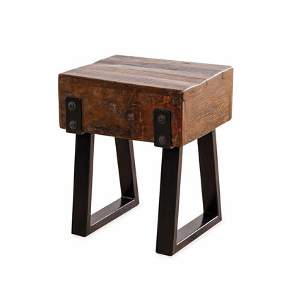 Richland Indoor/Outdoor Reclaimed Wood Stool/Side Table | Plow & Hearth