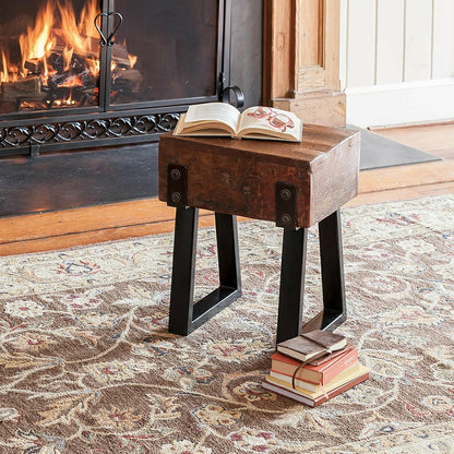 Richland Indoor/Outdoor Reclaimed Wood Stool/Side Table | Plow & Hearth