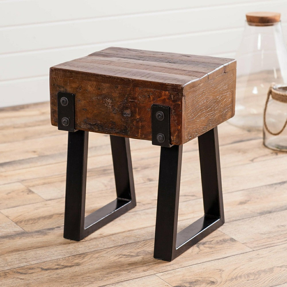 Richland Indoor/Outdoor Reclaimed Wood Stool/Side Table | Plow & Hearth