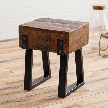 Richland Indoor/Outdoor Reclaimed Wood Stool/Side Table | Plow & Hearth