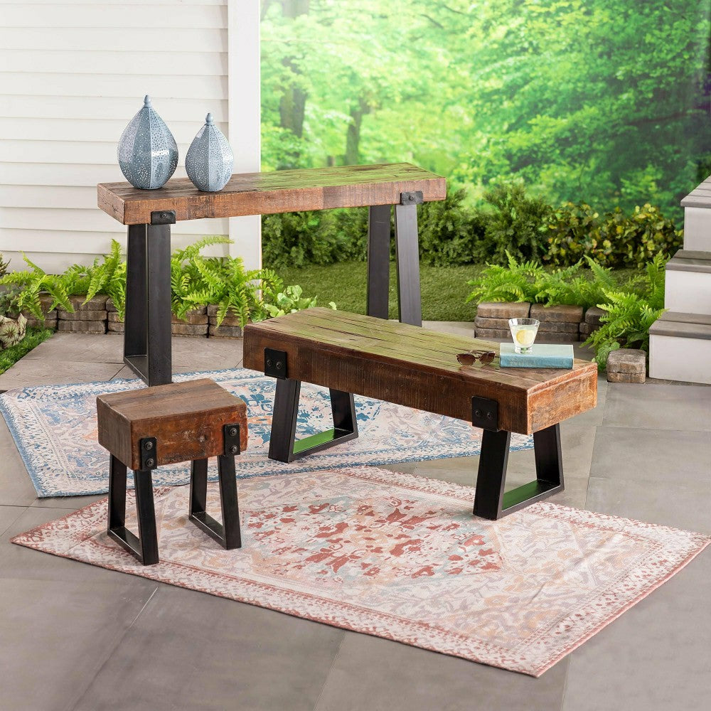 Richland Indoor/Outdoor Reclaimed Wood Stool/Side Table | Plow & Hearth