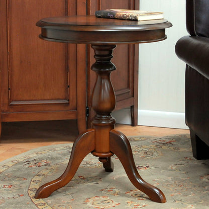Pedestal-Based Wooden Accent Table | Plow & Hearth