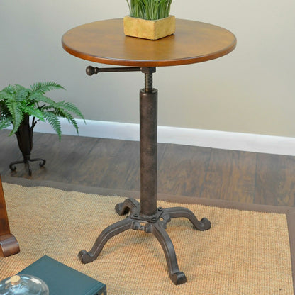 Adjustable Height Mango Wood and Metal Accent Table | Plow & Hearth
