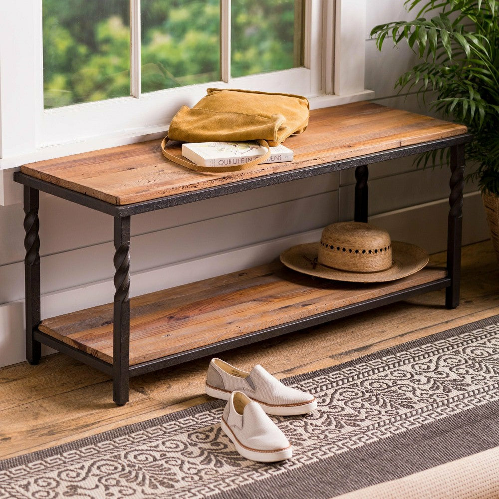 Deep Creek Bench/Table w/Metal Frame & Rustic Wood | Plow & Hearth