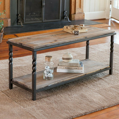 Deep Creek Bench/Table w/Metal Frame & Rustic Wood | Plow & Hearth