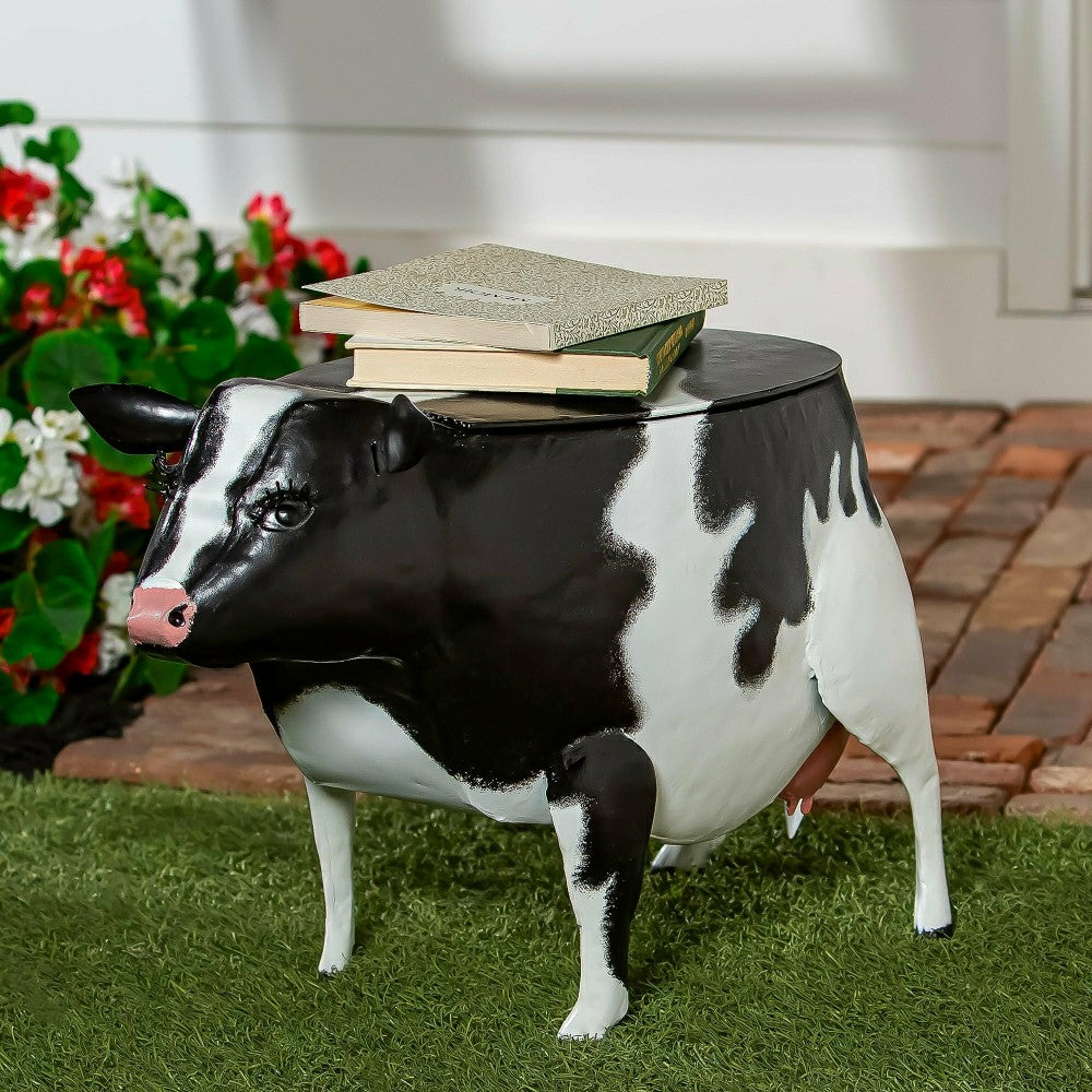 Recycled Metal Cow Table With Storage | Plow & Hearth