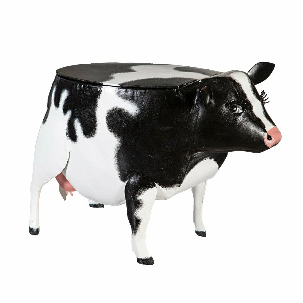 Recycled Metal Cow Table With Storage | Plow & Hearth