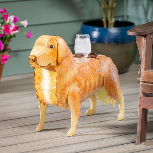 Handmade Metal Golden Retriever Table | Plow & Hearth