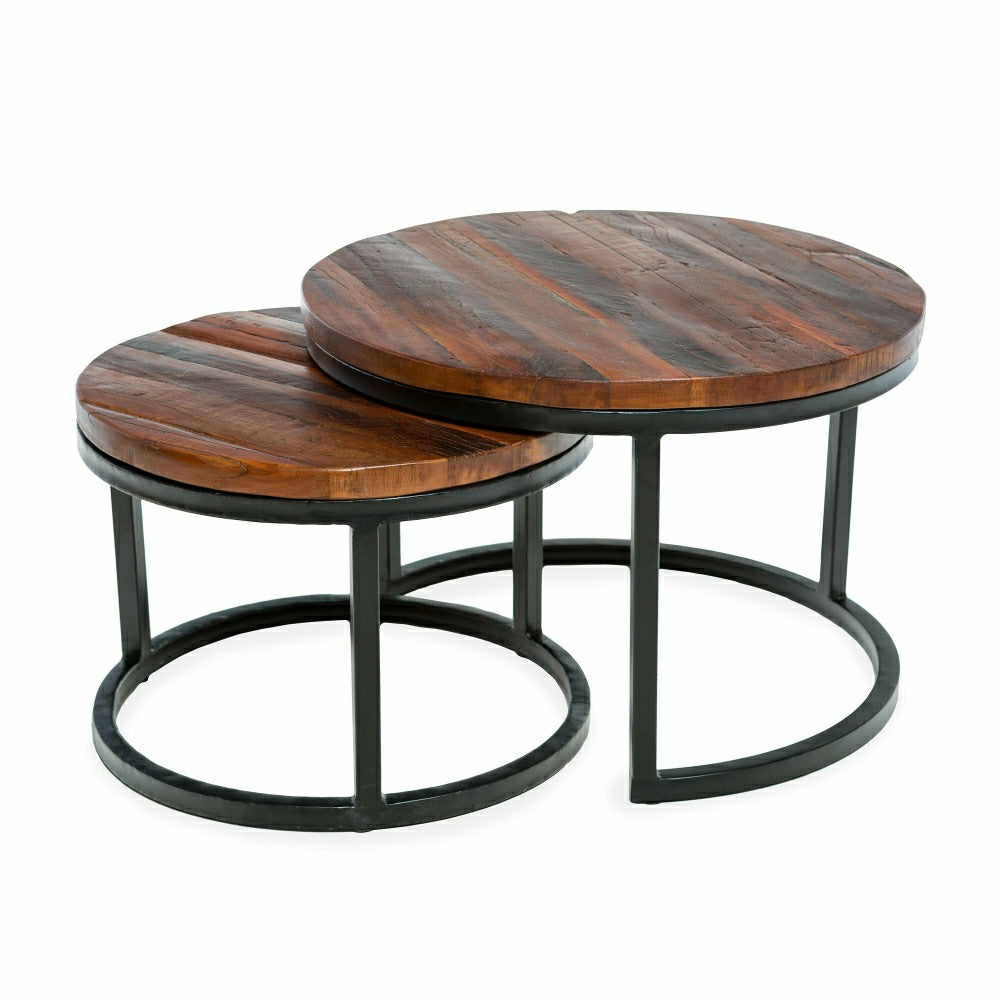 Allegheny Reclaimed Wood Round Nesting Tables, Set of 2 | Plow & Hearth