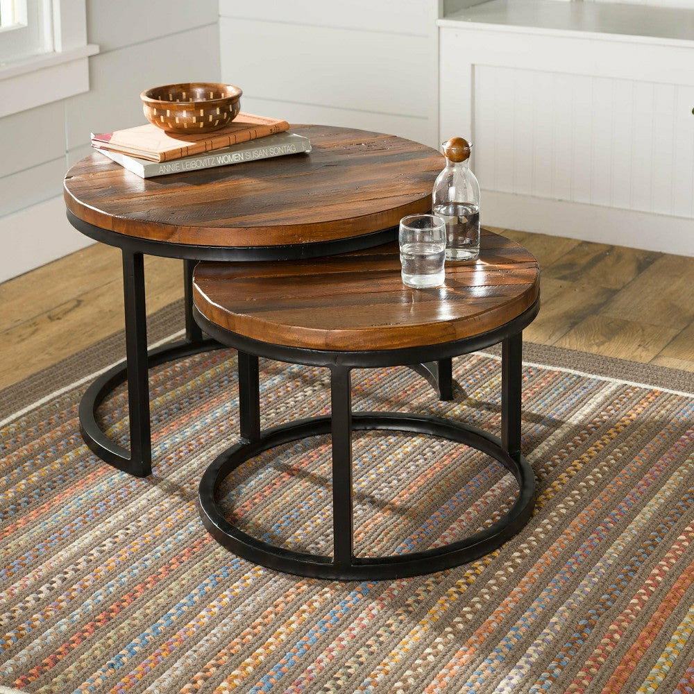Allegheny Reclaimed Wood Round Nesting Tables, Set of 2 | Plow & Hearth
