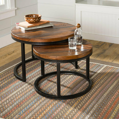 Allegheny Reclaimed Wood Round Nesting Tables, Set of 2 | Plow & Hearth