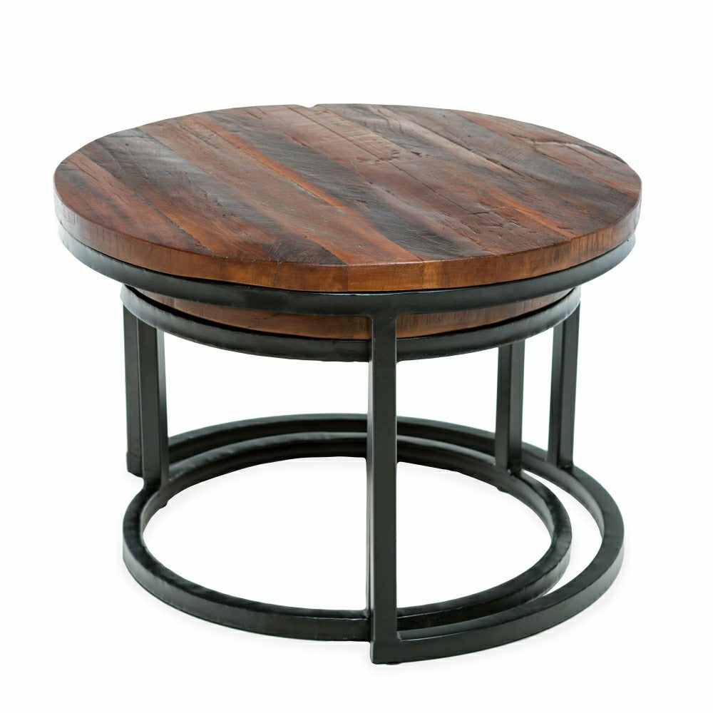 Allegheny Reclaimed Wood Round Nesting Tables, Set of 2 | Plow & Hearth